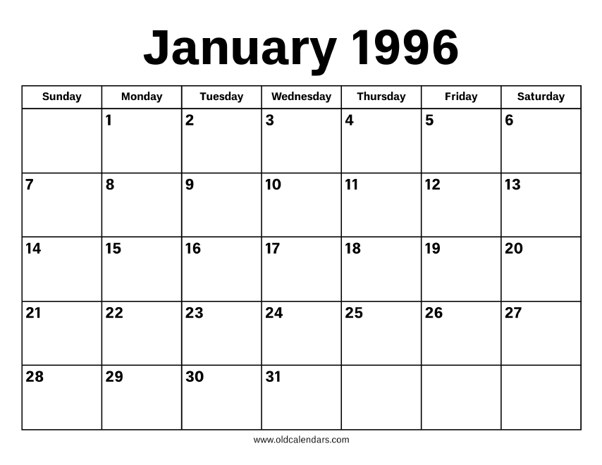 1 januari 1996 hari apa terbaru